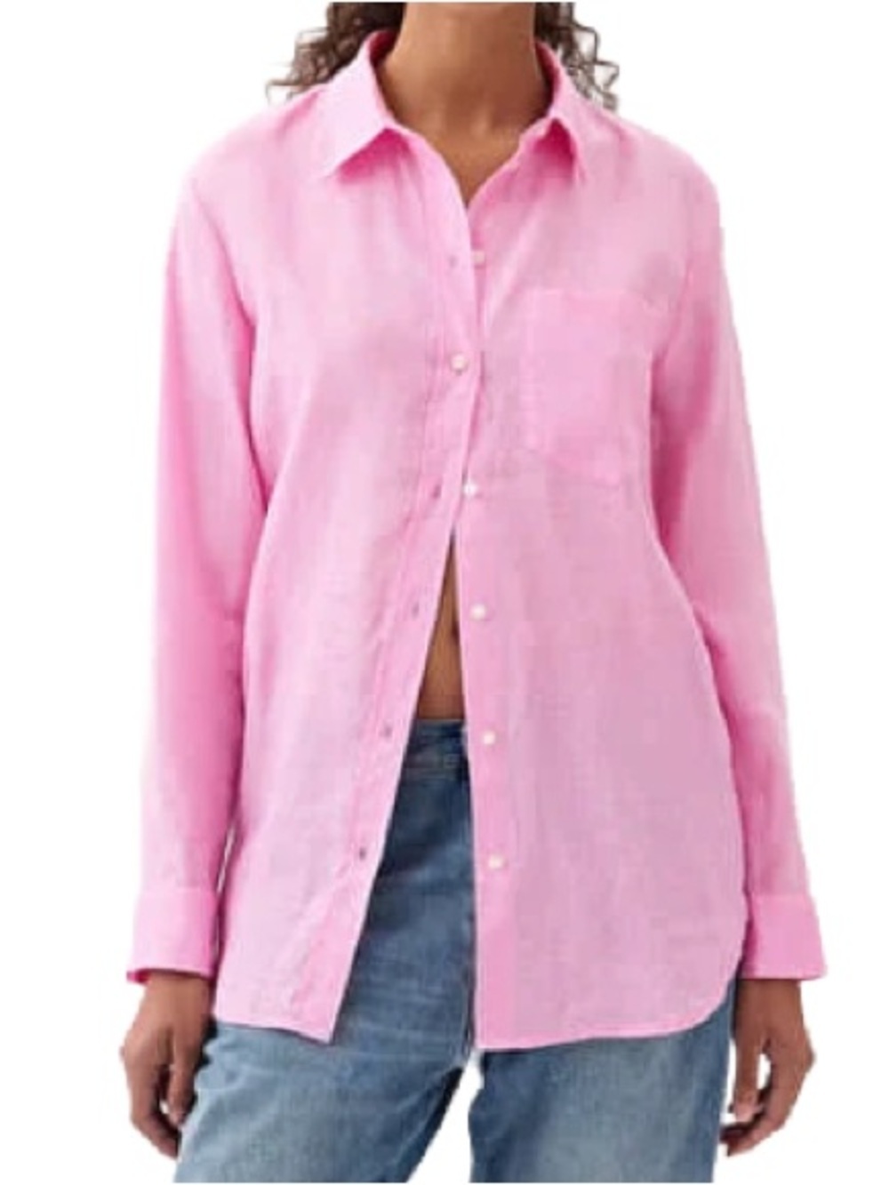 GAP Linen Oversized Boyfriend Linen Shirt in Sugar Pink Size Small